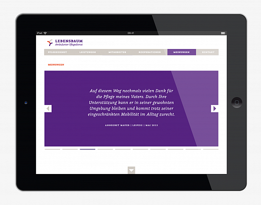 Lebensbaum | Ambulanter Pflegedienst | Website Kundenmeinungen | Sehsam | Leipzig | Designagentur | Markenagentur | Kreativagentur | Grafikdesign | Corporate Design | Corporate Identity | Markenstrategie | Markendesign | Markenanwendung | Gestaltung