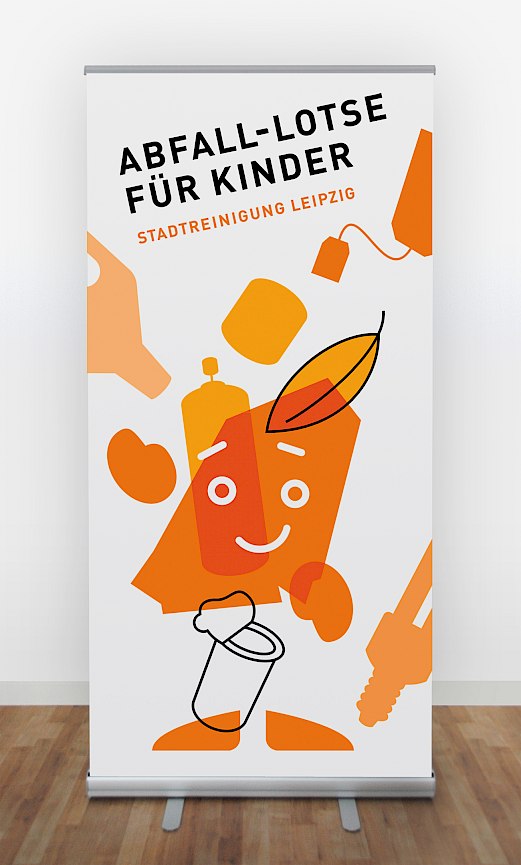 Stadtreinigung Leipzig | Maskottchen | Roll-Up Abfall-Lotse | Piktogramme | Icons | Sehsam | Leipzig | Designagentur | Markenagentur | Kreativagentur | Grafikdesign | Corporate Design | Corporate Identity | Markenstrategie | Markendesign | Markenanwendung | Gestaltung