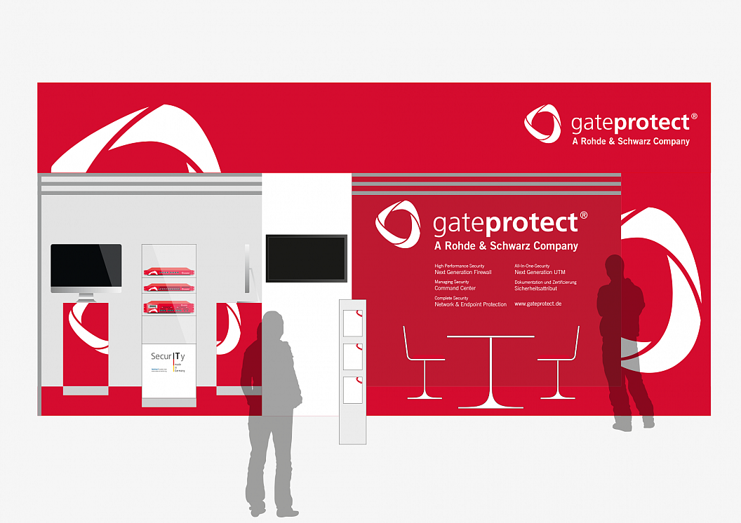 Gateprotect | Messestand | Marke im Raum | Sehsam | Leipzig | Designagentur | Markenagentur | Kreativagentur | Grafikdesign | Corporate Design | Corporate Identity | Markenstrategie | Markendesign | Markenanwendung | Gestaltung