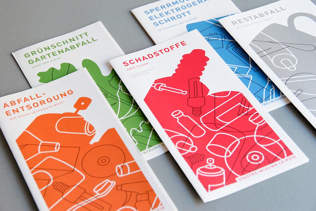 Sächsischer Staatspreis für Design | Wanderausstellung der Nominierten 2014 | Flyer Reihenkonzept Abfalltrennung