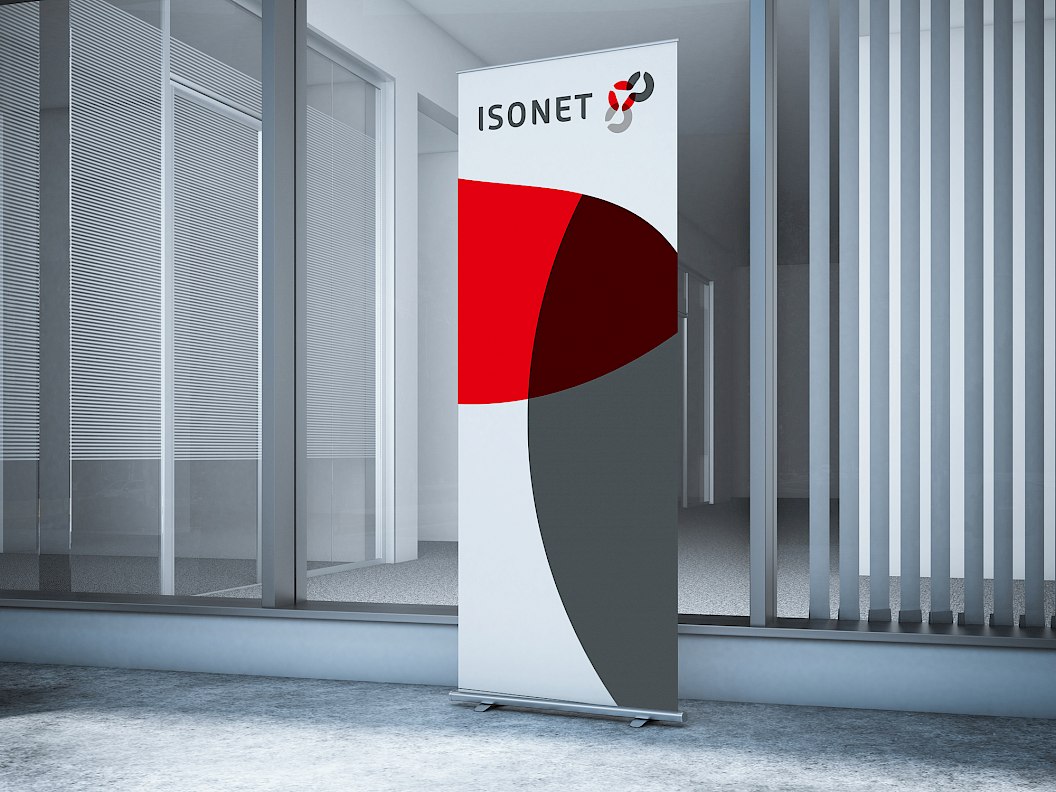 Isonet AG | Marke im Raum | Roll-Up | Messestand | Sehsam | Leipzig | Designagentur | Markenagentur | Kreativagentur | Grafikdesign | Corporate Design | Corporate Identity | Markenstrategie | Markendesign | Markenanwendung | Gestaltung