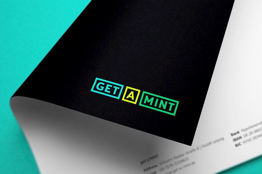 get a MINT | Logo | Geschäftsaustattung | Briefpapier | Briefbogen mit Logo | Startup | Sehsam | Leipzig | Designagentur | Markenagentur | Kreativagentur | Grafikdesign | Corporate Design | Corporate Identity | Markenstrategie | Markendesign | Markenanwendung | Gestaltung